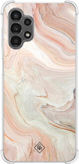 Casimoda Samsung Galaxy A13 4G shockproof hoesje - Marmer waves Bruin/beige