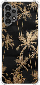 Casimoda Samsung Galaxy A13 4G shockproof hoesje - Palmbomen Zwart, Goudkleurig