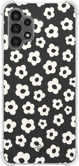 Casimoda Samsung Galaxy A13 4G shockproof hoesje - Retro bloempjes Zwart