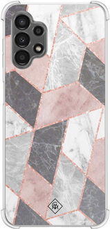 Casimoda Samsung Galaxy A13 4G shockproof hoesje - Stone grid Roze