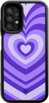 Casimoda Samsung Galaxy A13 4G zwarte case - Hart swirl paars
