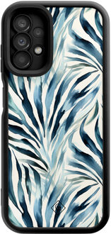 Casimoda Samsung Galaxy A13 4G zwarte case - Japandi waves Blauw