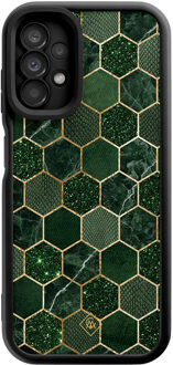 Casimoda Samsung Galaxy A13 4G zwarte case - Kubus groen