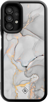 Casimoda Samsung Galaxy A13 4G zwarte case - Marmer grijs Grijs/zilverkleurig