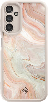 Casimoda Samsung Galaxy A14 beige case - Marmer waves Zwart