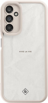 Casimoda Samsung Galaxy A14 beige case - Vive la vie Grijs/zilverkleurig