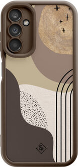 Casimoda Samsung Galaxy A14 bruine case - Abstract almond shapes Bruin/beige