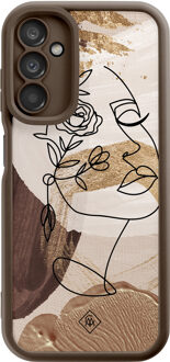 Casimoda Samsung Galaxy A14 bruine case - Abstract gezicht bruin Bruin/beige