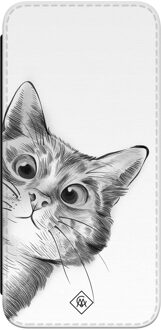 Casimoda Samsung Galaxy A14 flipcase - Kat kiekeboe Wit
