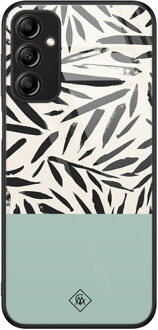 Casimoda Samsung Galaxy A14 glazen hardcase - Abstract mint palms