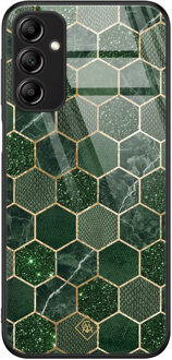 Casimoda Samsung Galaxy A14 glazen hardcase - Kubus groen