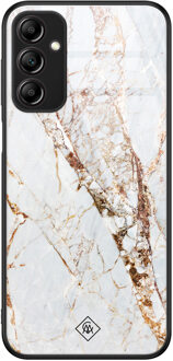 Casimoda Samsung Galaxy A14 glazen hardcase - Marmer goud Goudkleurig