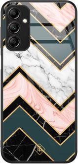 Casimoda Samsung Galaxy A14 glazen hardcase - Marmer triangles Multi