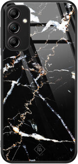 Casimoda Samsung Galaxy A14 glazen hardcase - Marmer zwart