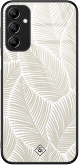 Casimoda Samsung Galaxy A14 glazen hardcase - Palmy leaves beige Bruin/beige
