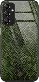 Casimoda Samsung Galaxy A14 glazen hardcase - Snake mix Groen