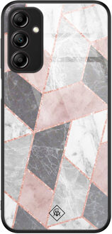 Casimoda Samsung Galaxy A14 glazen hardcase - Stone grid Roze