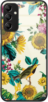 Casimoda Samsung Galaxy A14 glazen hardcase - Sunflowers Geel