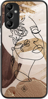 Casimoda Samsung Galaxy A14 hoesje - Abstract gezicht bruin Bruin/beige