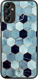 Casimoda Samsung Galaxy A14 hoesje - Blue cubes Blauw