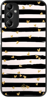 Casimoda Samsung Galaxy A14 hoesje - Hart streepjes Groen