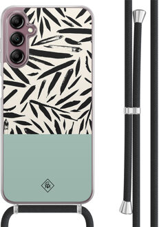Casimoda Samsung Galaxy A14 hoesje met koord - Abstract mint palms