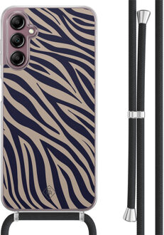 Casimoda Samsung Galaxy A14 hoesje met koord - Chevron navy Blauw