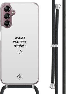 Casimoda Samsung Galaxy A14 hoesje met koord - Collect moments Grijs/zilverkleurig