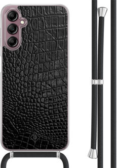 Casimoda Samsung Galaxy A14 hoesje met koord - Croco zwart