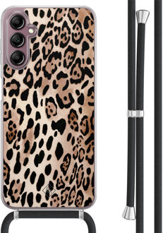 Casimoda Samsung Galaxy A14 hoesje met koord - Golden wildcat Bruin/beige