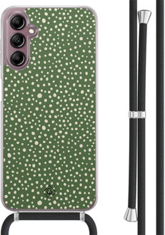 Casimoda Samsung Galaxy A14 hoesje met koord - Green dots Groen