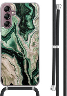 Casimoda Samsung Galaxy A14 hoesje met koord - Green waves Groen