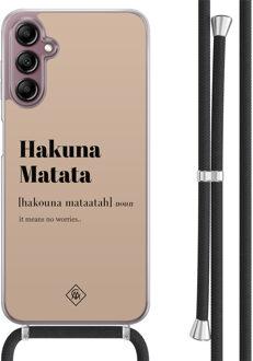 Casimoda Samsung Galaxy A14 hoesje met koord - Hakuna matata Bruin/beige