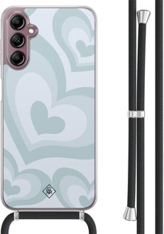 Casimoda Samsung Galaxy A14 hoesje met koord - Hart swirl blauw