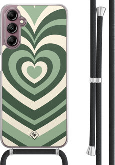 Casimoda Samsung Galaxy A14 hoesje met koord - Hart swirl groen