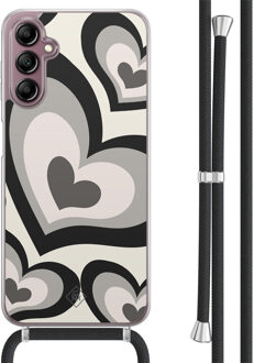 Casimoda Samsung Galaxy A14 hoesje met koord - Hart swirl zwart