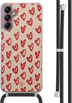 Casimoda Samsung Galaxy A14 hoesje met koord - Hartendief Roze