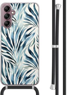 Casimoda Samsung Galaxy A14 hoesje met koord - Japandi waves Blauw