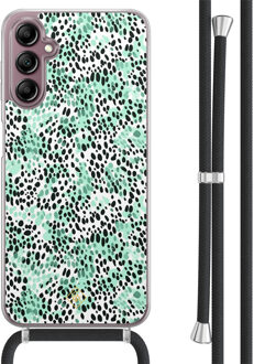 Casimoda Samsung Galaxy A14 hoesje met koord - Luipaard mint
