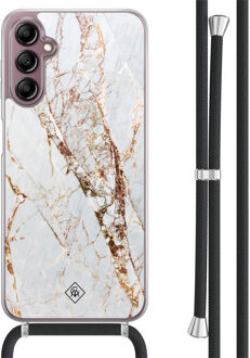 Casimoda Samsung Galaxy A14 hoesje met koord - Marmer goud Goudkleurig