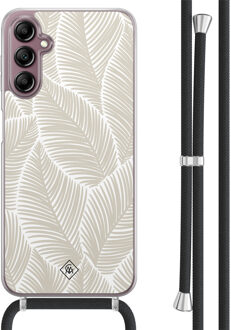 Casimoda Samsung Galaxy A14 hoesje met koord - Palm leaves beige Bruin/beige