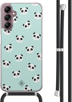 Casimoda Samsung Galaxy A14 hoesje met koord - Panda print Mint