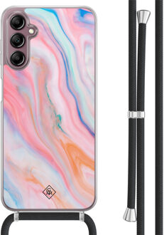 Casimoda Samsung Galaxy A14 hoesje met koord - Pink glam Roze