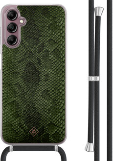 Casimoda Samsung Galaxy A14 hoesje met koord - Snake mix Groen