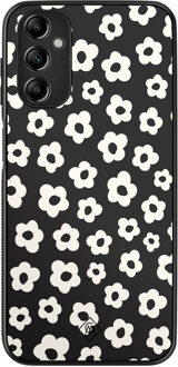 Casimoda Samsung Galaxy A14 hoesje - Retro bloempjes Zwart