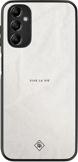 Casimoda Samsung Galaxy A14 hoesje - Vive la vie Grijs/zilverkleurig