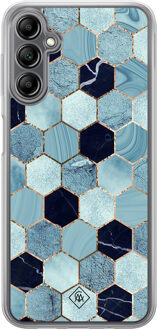 Casimoda Samsung Galaxy A14 hybride hoesje - Blue cubes Blauw