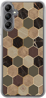Casimoda Samsung Galaxy A14 hybride hoesje - Kubus groen bruin Bruin/beige