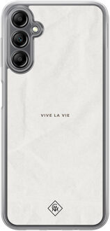 Casimoda Samsung Galaxy A14 hybride hoesje - Vive la vie Grijs/zilverkleurig