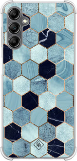 Casimoda Samsung Galaxy A14 shockproof hoesje - Blue cubes Blauw